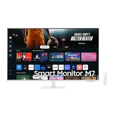 Imagem de Samsung Smart Monitor M7 43" 2024 4K, Tela Plana, Painel VA, 60Hz, 4ms, HDR10, HDMI, USB, USB-c, Speaker, Tizen™, Smart Hub, Gaming Hub Branco
