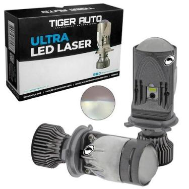 Imagem de Kit Lâmpada H4 Ultra Led Laser Mini Projetor Canhão Super - Tiger Auto