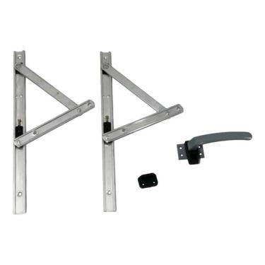 Imagem de Kit Braço Janela Maxim-ar 30cm + Fecho Alavanca Natural