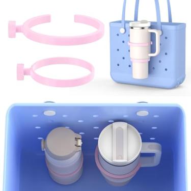 Imagem de OUTXE Pacote com 2 suportes de copo para bolsa Bogg, serve para Stanley de 473 a 1,134 g, acessório de suporte de bebida compatível com todas as bolsas Bogg & Simply Southern Beach (1,134 g - rosa)