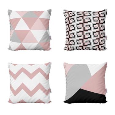 Imagem de Almofadas Decorativas Rosa Geométricas Para Sofá 40X40