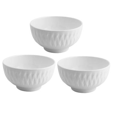 Imagem de Jogo 3 Tigelas Bowl Porcelana Branca Balloon 300ml Caldos ou Servir - Lyor