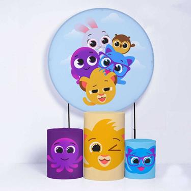 Imagem de Kit Painel de Festa Redondo de 1,80m e Trio de Cilindros Bolo Fofo - Fera Print