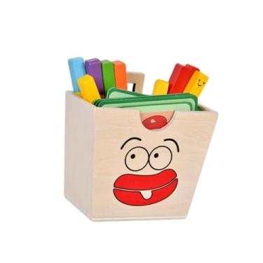 Imagem de YIJU Food Stacker Toys Reconhecimento colorido Crianças Comida de madeira Puzzles de madeira Packer Game para Presente de Aniversário Idades 2 3 4 Crianças, Chips