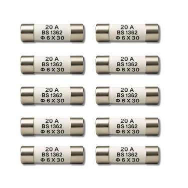 Imagem de Kit 10 Fusível Cerâmico 6X30 20A Ideal Forno Microondas - VC E-COMMERC