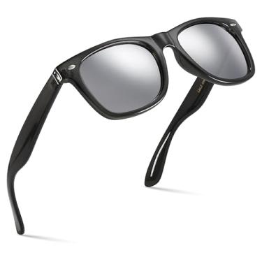 Imagem de Retro Rewind Óculos de sol espelhados coloridos neon anos 80 com armação translúcida para homens e mulheres, Preto translúcido | Espelhado prateado, One size fits most