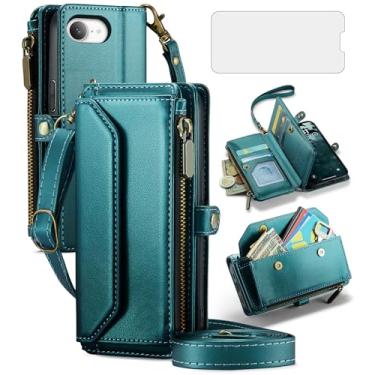 Imagem de Capa de telefone para iPhone 16e/SE 2025/SE 4 capa carteira com zíper com protetor de tela de vidro temperado e flip RFID bloqueio de cartão celular i Phone16e i16e 16 e SE4 4ª geração 16eCase