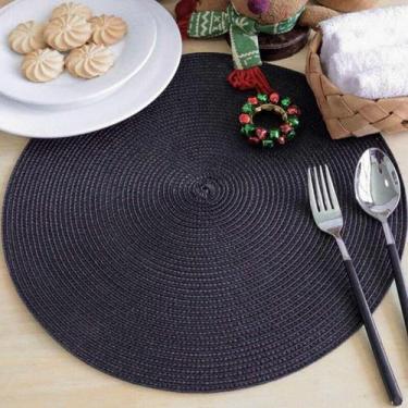 Imagem de Jogo Lugar Americano Redondo Sousplat Impermeável 6 Lugares Preto - Ch