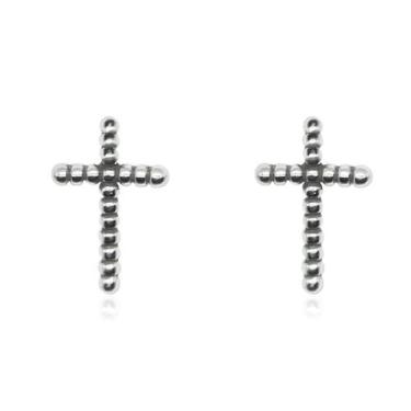 Imagem de Brinco Cruz Bolinha de Prata 925 - Cirulli Pratas