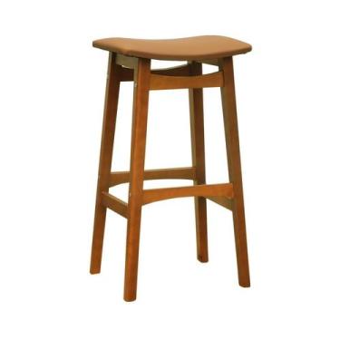 Imagem de Banco Alto Confort Madeira Maciça Assento Anatômico Estofado Corano - 