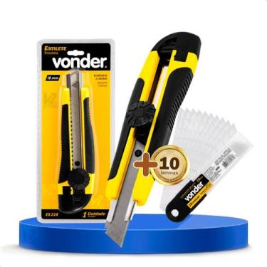 Imagem de Estilete Profissional Vonder 18mm Emborrachado 12 Laminas Trava girató