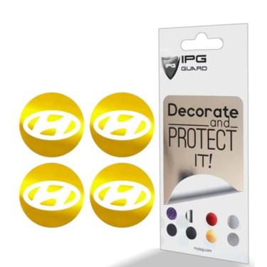 Imagem de IPG Decalque feito para Hyundai 2011-23 Sonata/Azera/Santa Fe (decalque de 5,5 cm - tampa central de 5,9 cm) fora do logotipo adesivos externos (4 unidades) (amarelo brilhante)