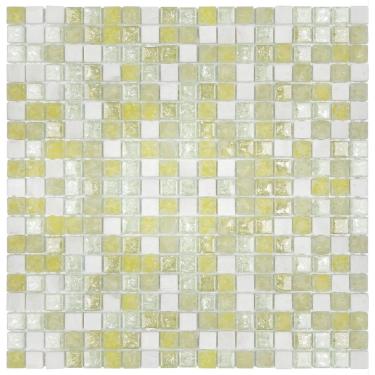 Imagem de Pastilha Mesclada De Mármore E Vidro 31cm X 31cm Stone Glass Mosaic (placas) Amarelo