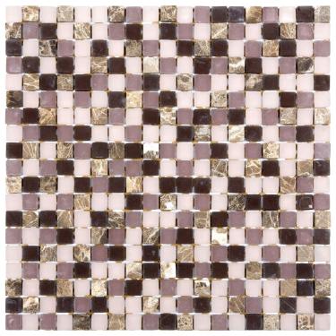 Imagem de Pastilha Mesclada De Mármore E Vidro 31cm X 31cm Stone Glass Mosaic (placas) Lilás