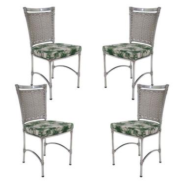 Imagem de 4 Cadeiras Em Alumínio E Fibra Sintética Jk Cozinha Edícula Marmore E Vinalis Verde
