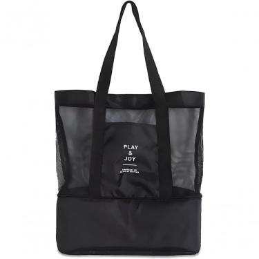 Imagem de Bolsa De Praia Térmica Grande Com Cooler E Alça Para Viagem Passeio E Piscina preto