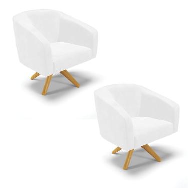 Imagem de Cadeira Sala De Jantar Giratória Ma30 Kit 2 Stella Sintético Pu D03 - D'rossi Cor Branco