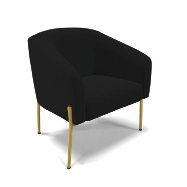 Imagem de Cadeira Sala De Jantar Pé De Ferro Dourado Stella Linho D03 - D'rossi Cor Preto