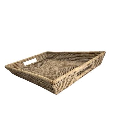 Imagem de Bandeja Estrutura Metal Revestida Palha Natural 45cm X 30cm X 4,5cm