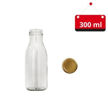 Imagem de 05 Un. Garrafa de vidro suco 300 ml com tampa - Importada, Dourado