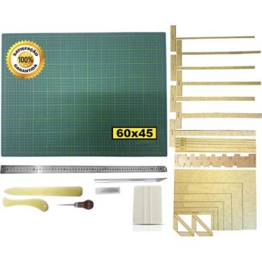 Imagem de Base Corte 60 Régua 60cm Estilete Gabarito Dobradeiras Verde - De Acor