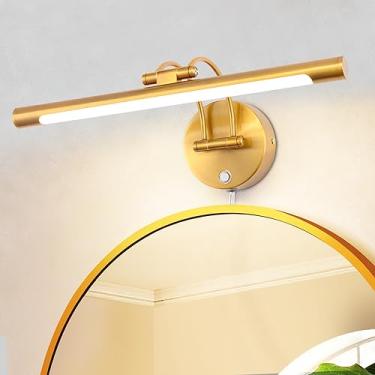 Imagem de MantoLite Luminária De Parede Led Regulável Para Banheiro, 16 Polegadas, Com Imagem, Armários, Iluminação Interna, Arandela Braço Ajustável, Abajur Cabeceira, Exposição (Latão, 3000K, 8W)