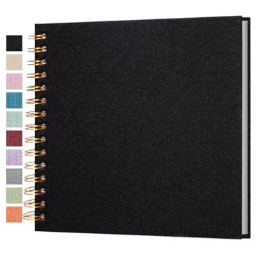 Imagem de Cherrich Álbum De Recortes Pequeno 8X8", Fotos Em Linho, Mini Recortes, Livro Memórias Com Páginas Brancas Kraft Para Casamento, Bebê, Família, Formatura, Viagem, Cachorro, Férias