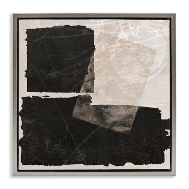 Imagem de Stupell Industries Desenho de arte de parede em tela flutuante cinza abstrato listras pretas por Daniela Santiago, 25 x 25