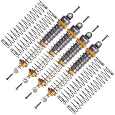 Imagem de TOOMOD 110mm RC All Aluminum Alloy Oil Filled Shock Absorbers kit for Tamiya Bullhead SuperClod Buster Axial SCX10 D90 TRX4 Truck Crawler/Truck/Car Upgrades Replace Parts （Orange）