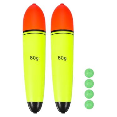 Imagem de YELARXI Boias deslizantes de pesca, boias de espuma EVA com contas de peixe, flutuação de 80 ml, adequada para poleiro, carpa, rolhas, água salgada, água doce (pacote com 2, vermelho/amarelo)