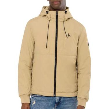 Imagem de Jaqueta Calvin Klein Jeans Masculina Reciclada Chest Logo Cáqui Claro,