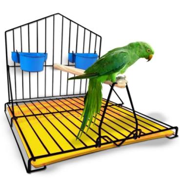 Imagem de Gaiola para papagaios Habitat para pássaros (PRETO-AMARELO)