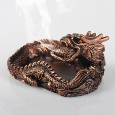 Imagem de Criativo Acessórios Para Casa Da Sala De Estar Resina Estilo Chinês Personalidade Em Forma De Dragão Cinzeiro Decorativo, Red Copper