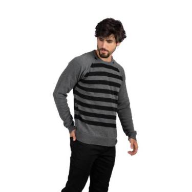 Imagem de Suéter Masculino Menswear - Lex Menswear, M, Grafite listra preta