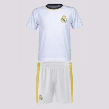 Imagem de Kit de Camisa e Bermuda Real Madrid Branco - Braziline, 4 ANOS