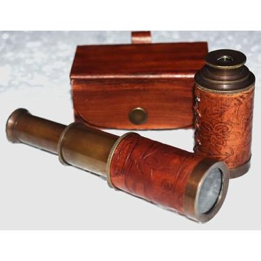 Imagem de Telescópio náutico, monocular de latão espião, telescópio portátil, monóculo para observação de pássaros, caça, caminhadas, viagens, dobrável,