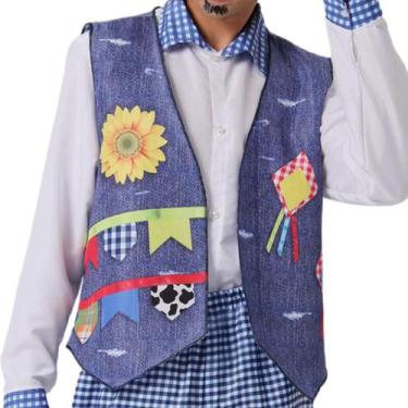 Imagem de Colete Festa Junina Adulta Masculina Roupa Caipira pra Festa de São Jo