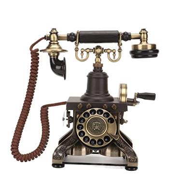 Imagem de Ymiko Telefone Antigo retrô Vintage Dial Rotativo Velha Moda Com Cordão Lineado Telefone para Decoração de Casa Liga de Zinco Em Estilo Europeu Quarto de Estar de Estudo Presente
