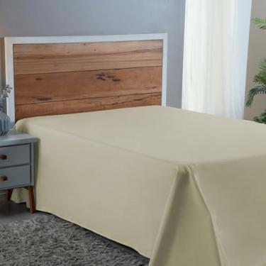 Imagem de Lençol Cama Casal 300 Fios 100% Algodão Sem Elástico Cama Box 30cm Altura Tecido Macio Qualidade (PALHA)