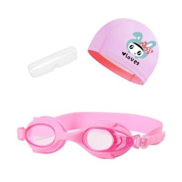 Imagem de Kit Óculos Natação Com Estojo e Touca Infantil Desenhos Coleção Peixin