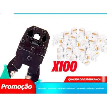 Imagem de Kit Alicate Crimpar Profissional + 100 Conectores RJ45 - SHOPDNG
