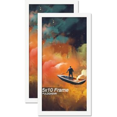 Imagem de FULDGAENR Conjunto de 2 porta-retratos 12,7 x 25,4 cm, molduras brancas para certificado de pôster, moldura de parede/mesa de alta transparência com visor vertical horizontal (pacote com 2 | branco |