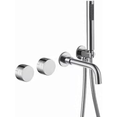 Imagem de Torneira Misturadora De Banho Coealed Montada Na Parede 2 Futions Quente E Frio Latão Tipo Split Torneira De Banho Misturadora Com Chuveiro De Mão, Chrome