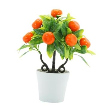 Imagem de Bothyi Plantas artificiais em vasos, mini plantas falsas, decoração floral, frutas falsas, em vasos, árvore frutífera artificial para prateleira, janela, Laranja