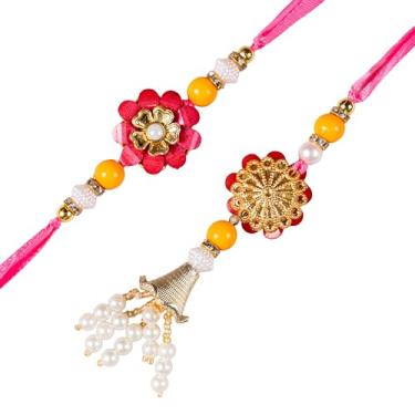 Imagem de Hell Blues Conjunto de 2 Rakhi para irmão e Bhabhi ~ Linda pulseira Lumba Rakhis Rakshabandhan Indian Festival com cartão comemorativo, Universal, Metal, Sem Pedra Preciosa