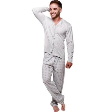 Imagem de Pijama Masculino Aberto Americano Manga Longa Calça Inverno - SOPHIA M