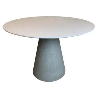 Imagem de Mesa de Jantar Cone Cimento Queimado 160 cm Tampo Laca Branca - Linn D