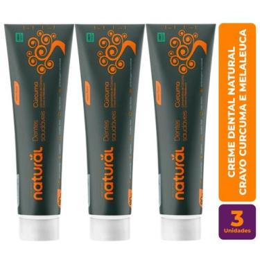 Imagem de Kit c/ 3 Creme Dental Vegano Natural Cravo Curcuma e Melaleuca 80g - O