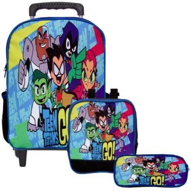 Imagem de Kit Mochila Infantil Meninos de Rodinha Jovens Titãs Grande - TOYS 2U