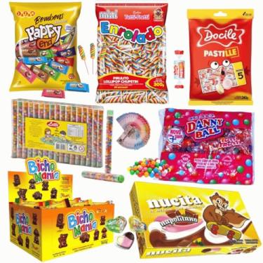Imagem de Kit 7 Guloseimas Nostálgicas Bombom Pirulito Tubetes Chiclete Pastilha Bicho Mania